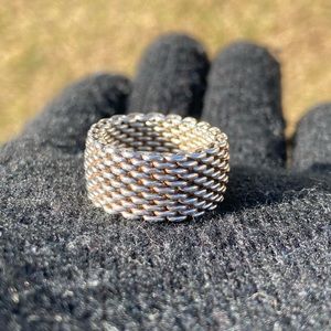Tiffany & Co. Size 8 Somerset Mesh Band Ring Sterling Silver 925